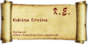 Kubina Ervina névjegykártya